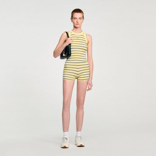 Sandro Striped knit vest top Light Yellow