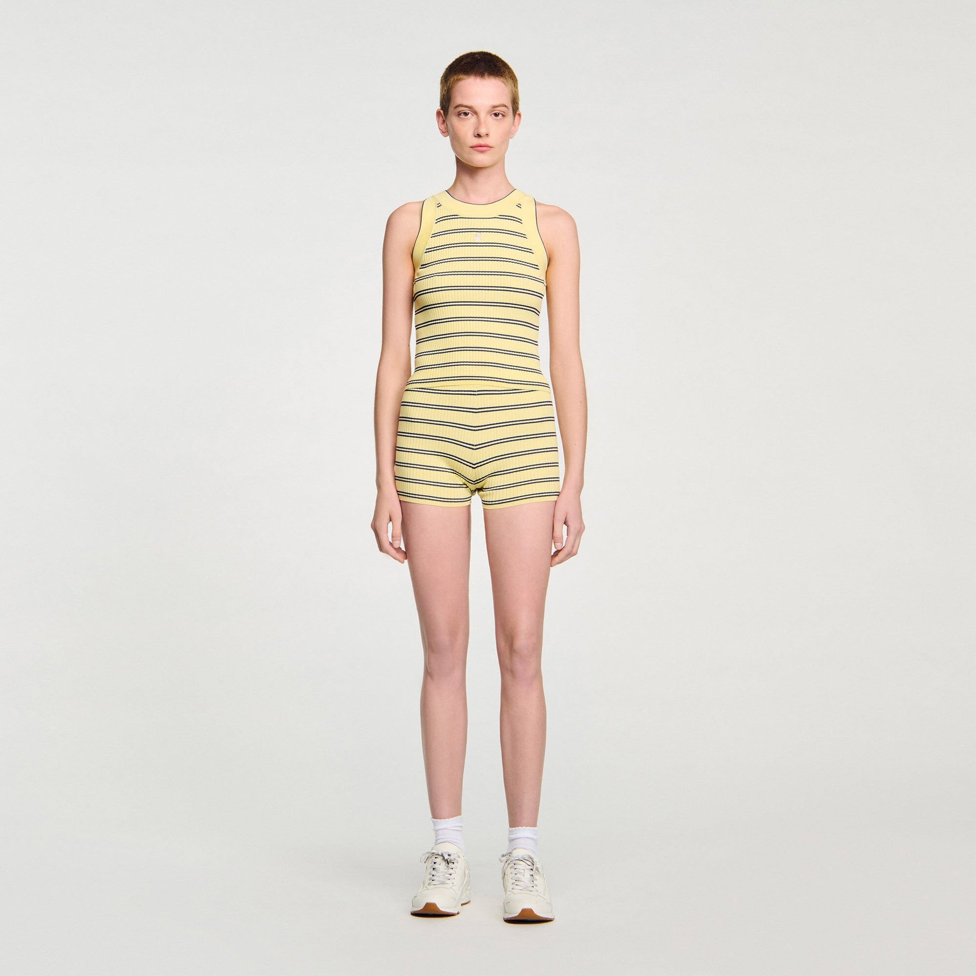 Sandro Striped knit vest top Light Yellow