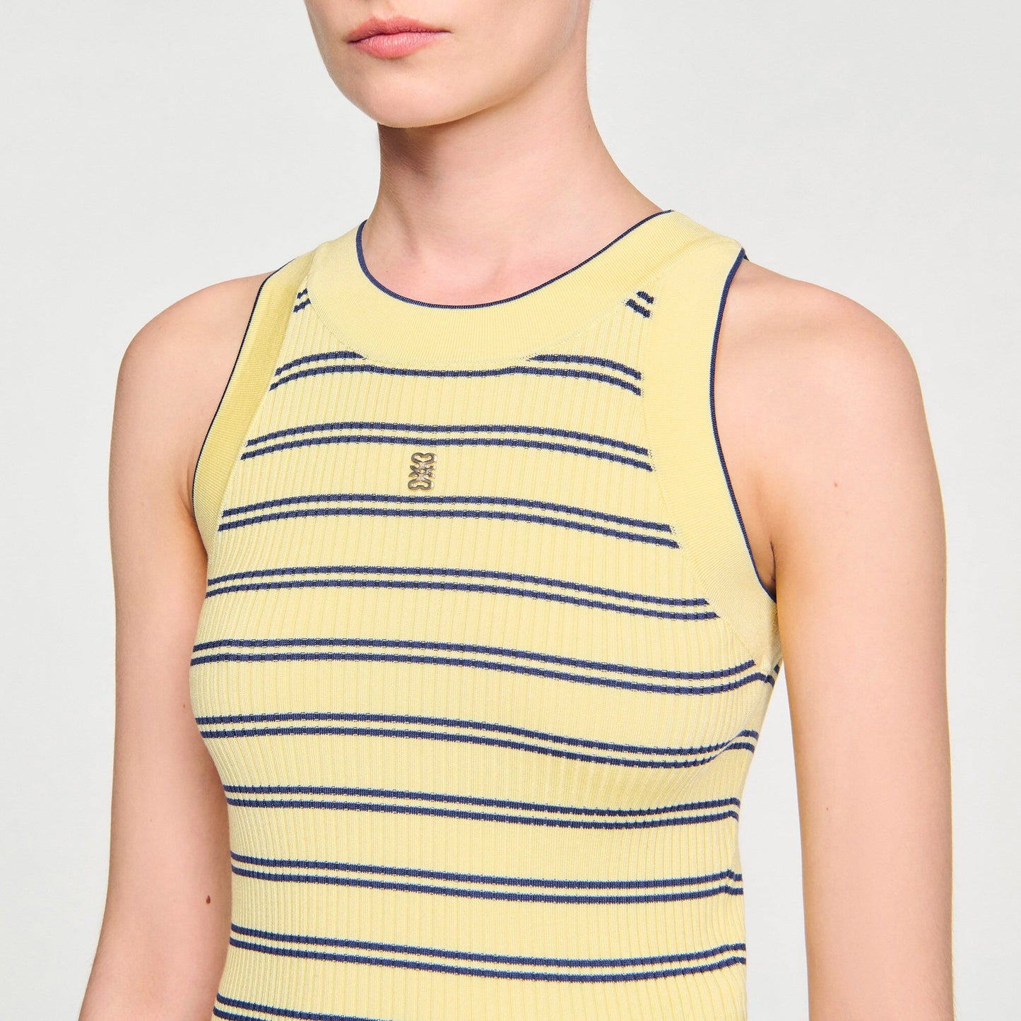 Sandro Striped knit vest top Light Yellow