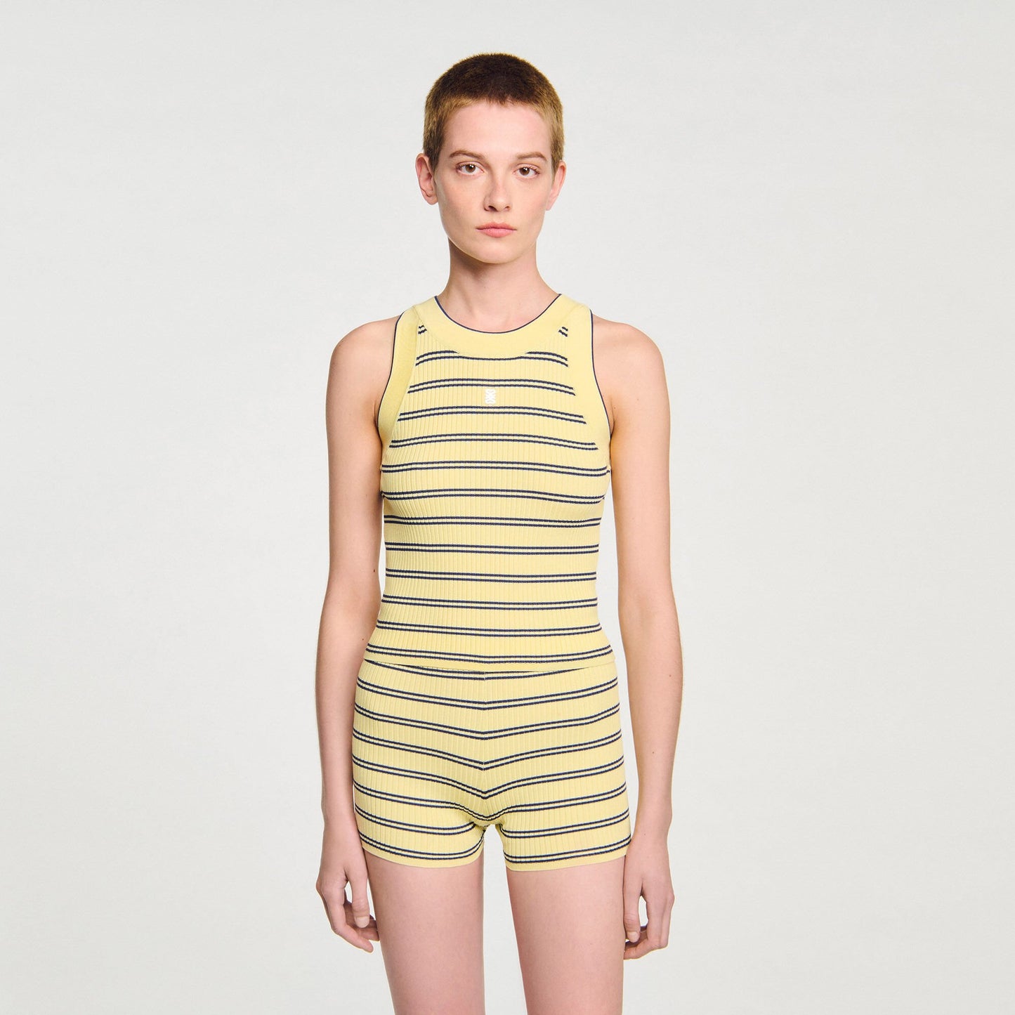 Sandro Striped knit vest top Light Yellow