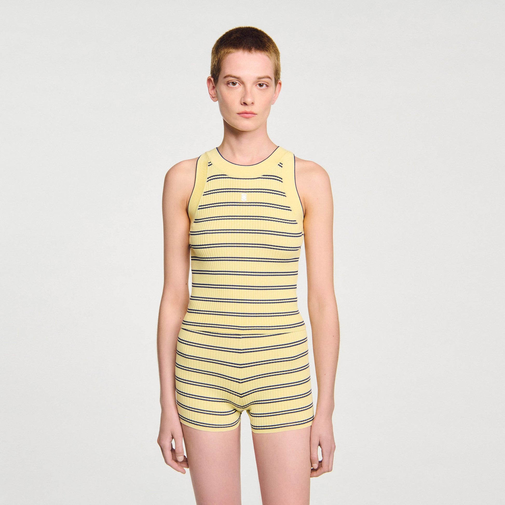 Sandro Striped knit vest top Light Yellow