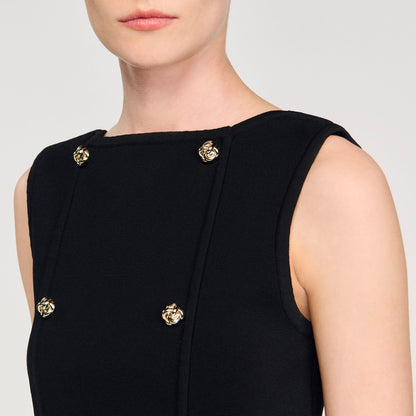 Sandro Button detail cropped knit top Black