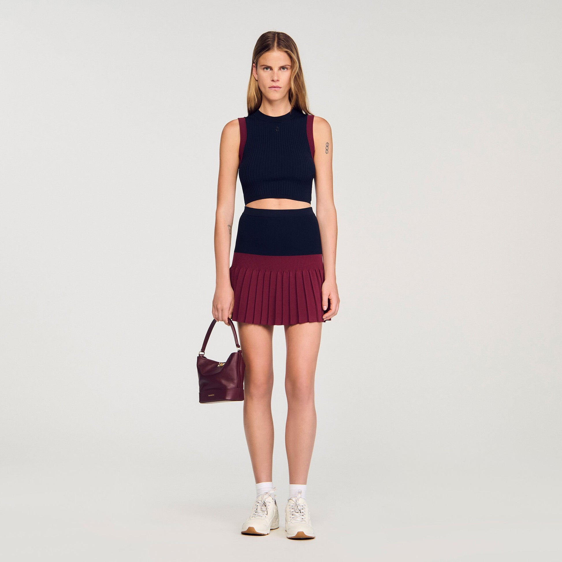 Sandro Two-tone knit top Navy Blue