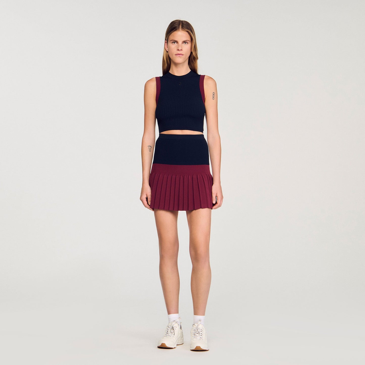 Sandro Two-tone knit top Navy Blue