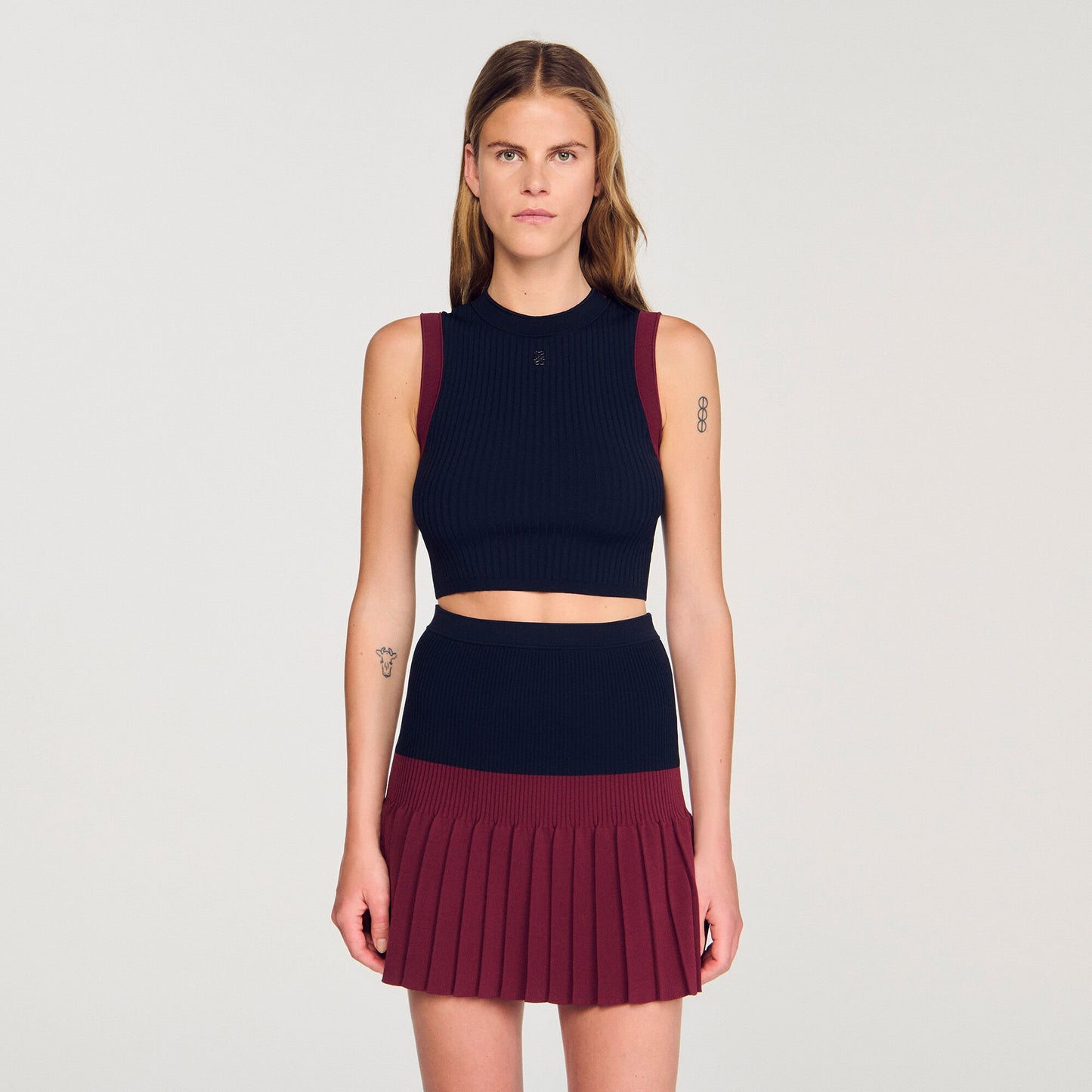 Sandro Two-tone knit top Navy Blue