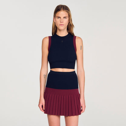 Sandro Two-tone knit top Navy Blue