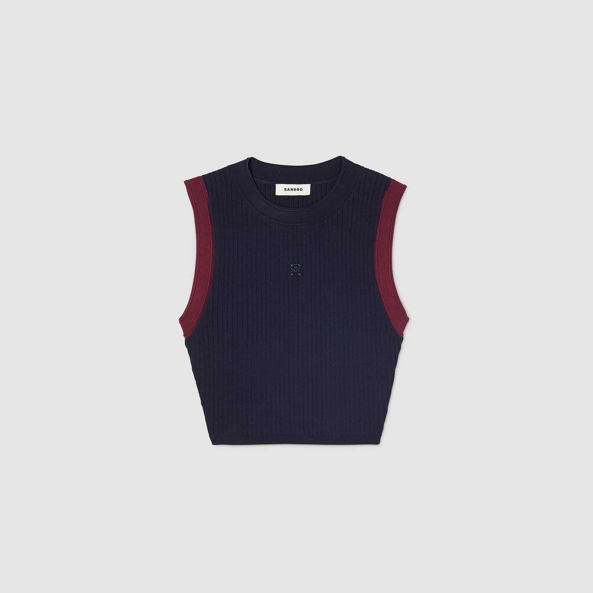 Sandro Two-tone knit top Navy Blue