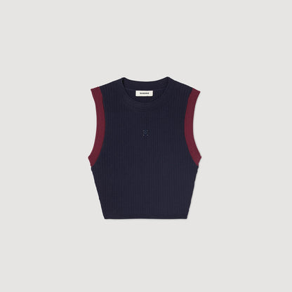 Sandro Two-tone knit top Navy Blue