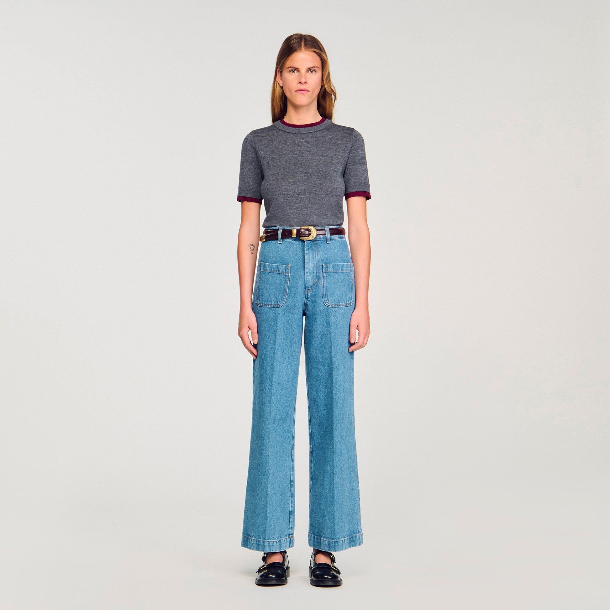 Sandro Two-tone cropped sweater Grey