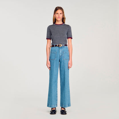 Sandro Two-tone cropped sweater Grey