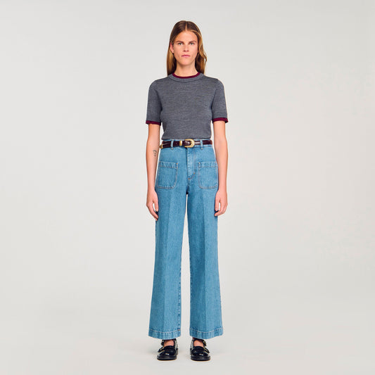 Sandro Two-tone cropped sweater Grey