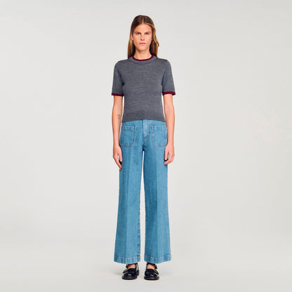 Sandro Two-tone cropped sweater Grey