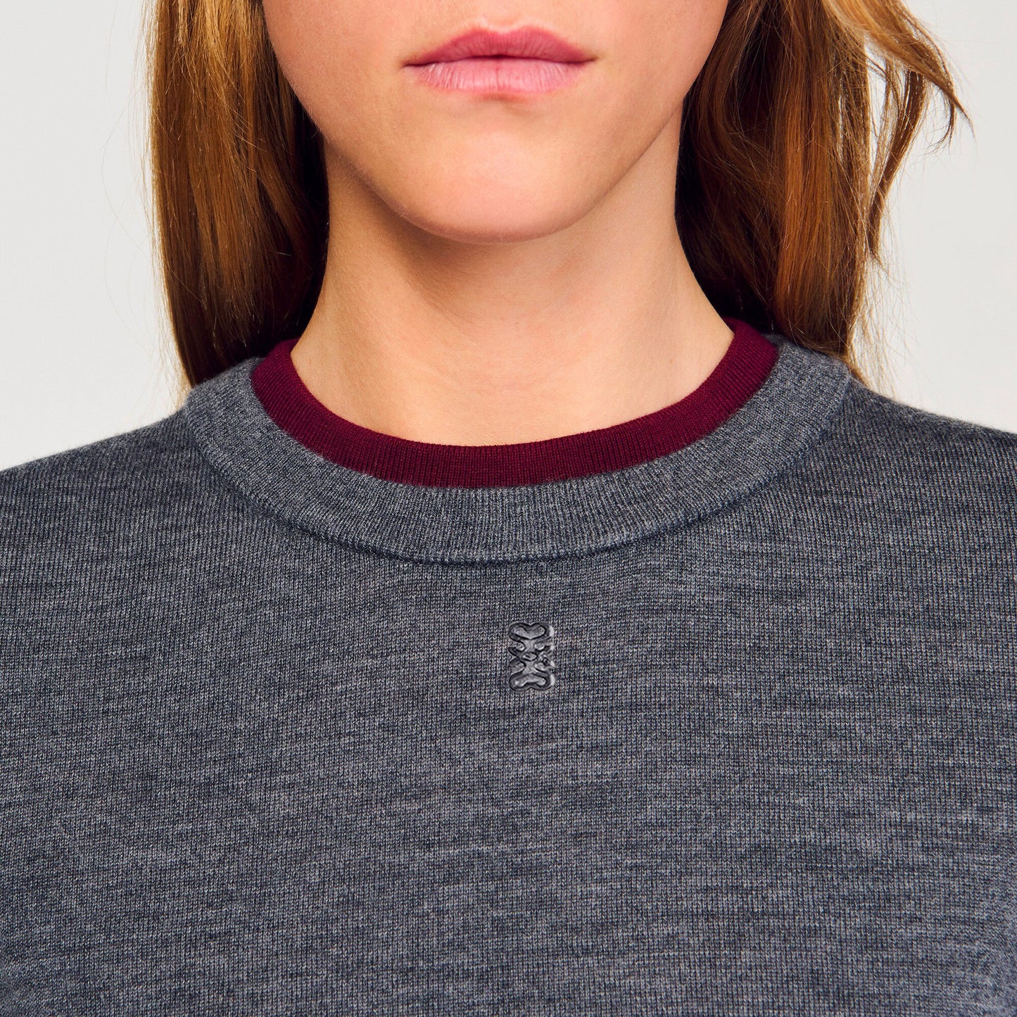 Sandro Two-tone cropped sweater Grey