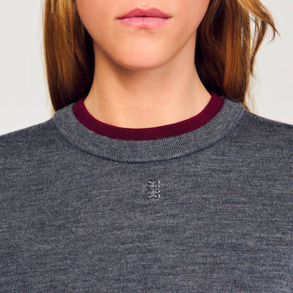 Sandro Two-tone cropped sweater Grey