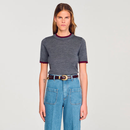 Sandro Two-tone cropped sweater Grey