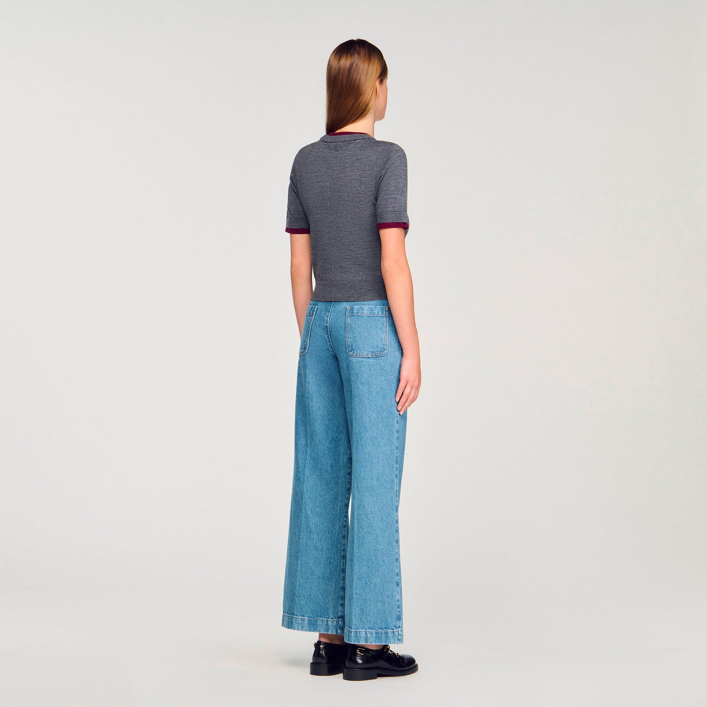 Sandro Two-tone cropped sweater Grey