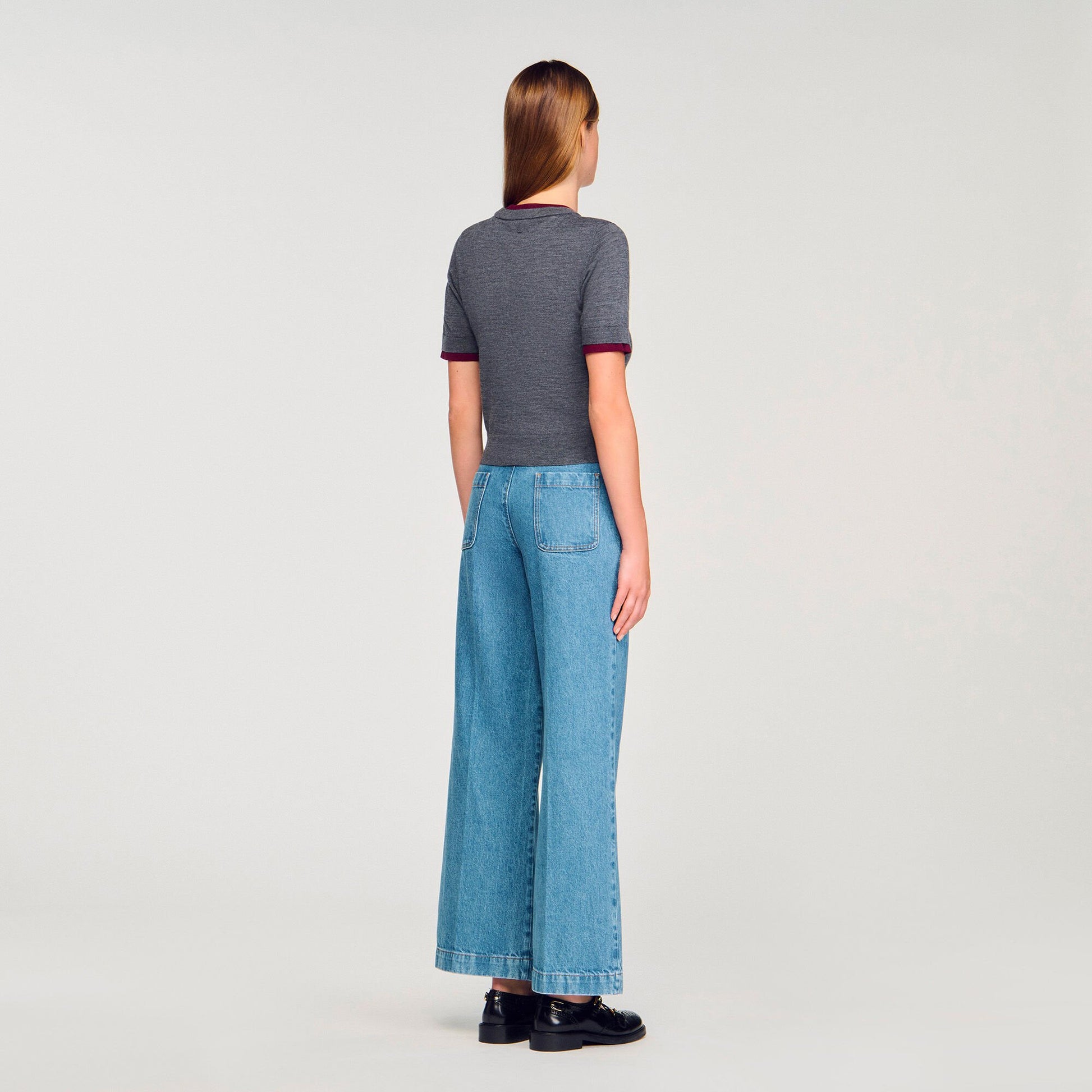 Sandro Two-tone cropped sweater Grey
