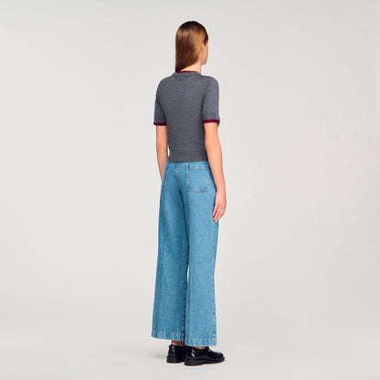 Sandro Two-tone cropped sweater Grey