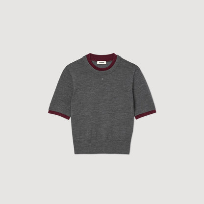 Sandro Two-tone cropped sweater Grey