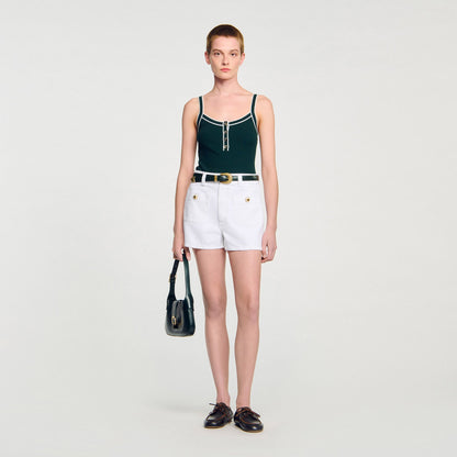 Sandro Two-tone knit vest top Bottle Green