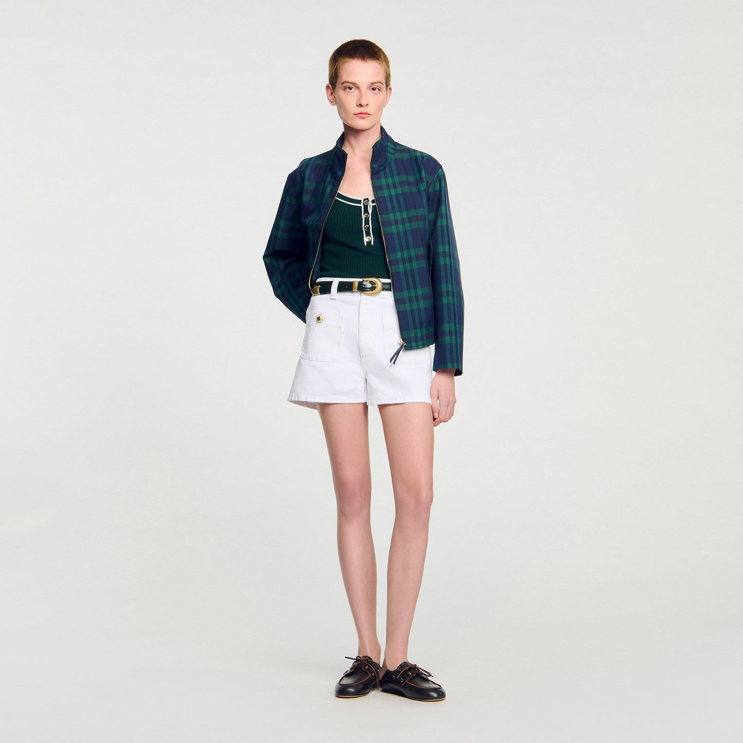 Sandro Two-tone knit vest top Bottle Green