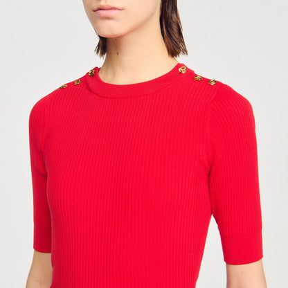 Sandro Argyle polo-neck sweater Red