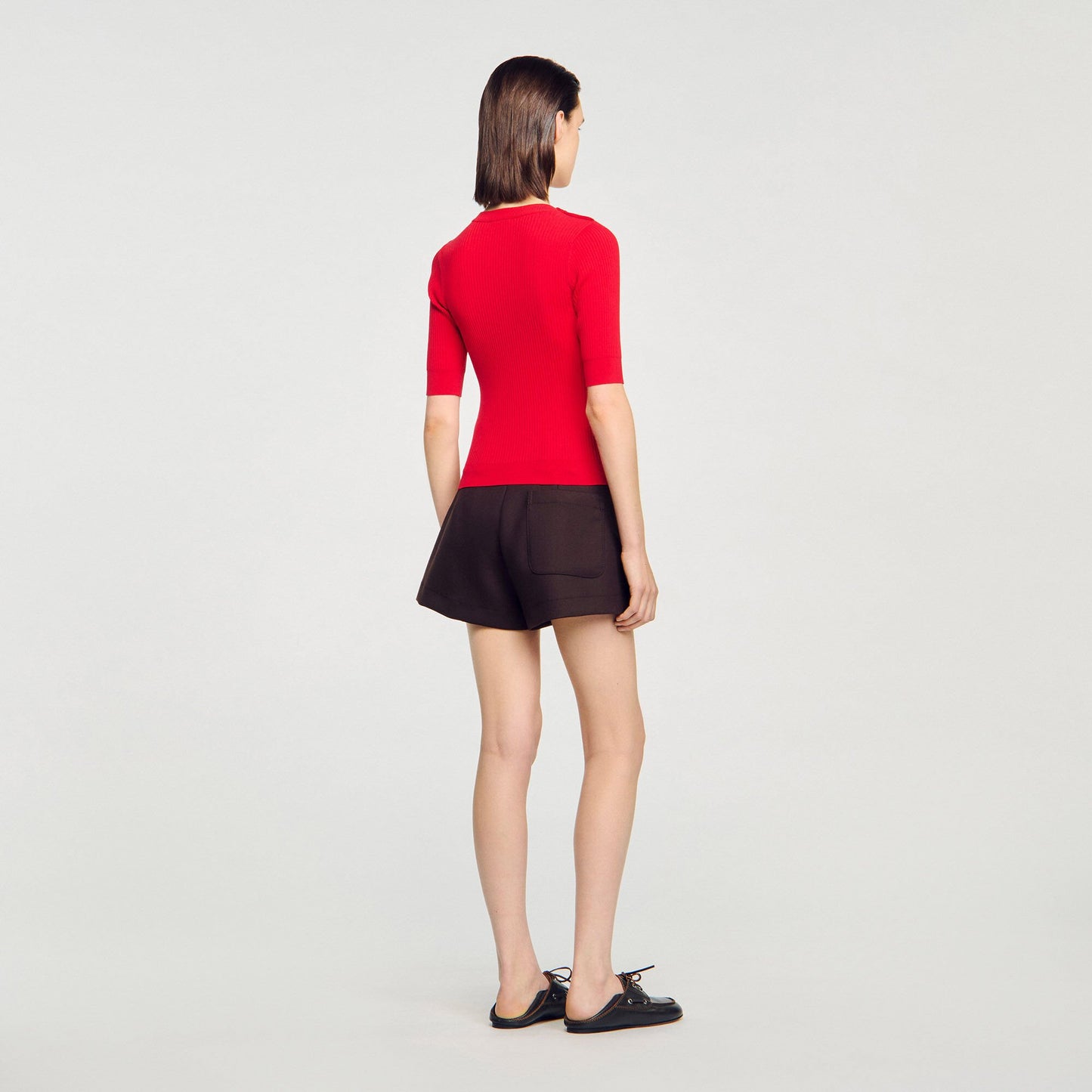 Sandro Argyle polo-neck sweater Red