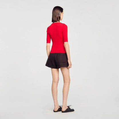 Sandro Argyle polo-neck sweater Red