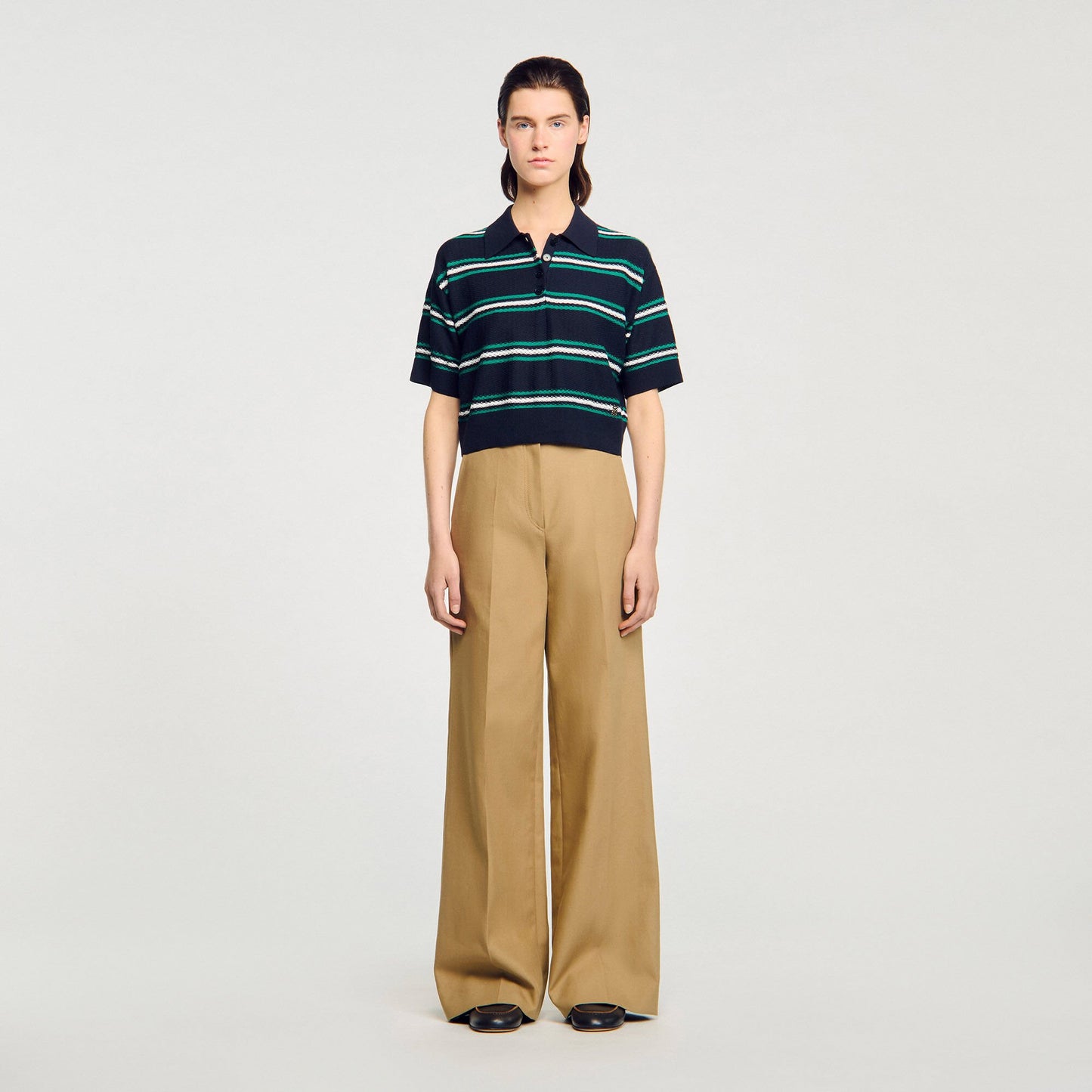 Sandro Polo-neck striped sweater Navy Blue