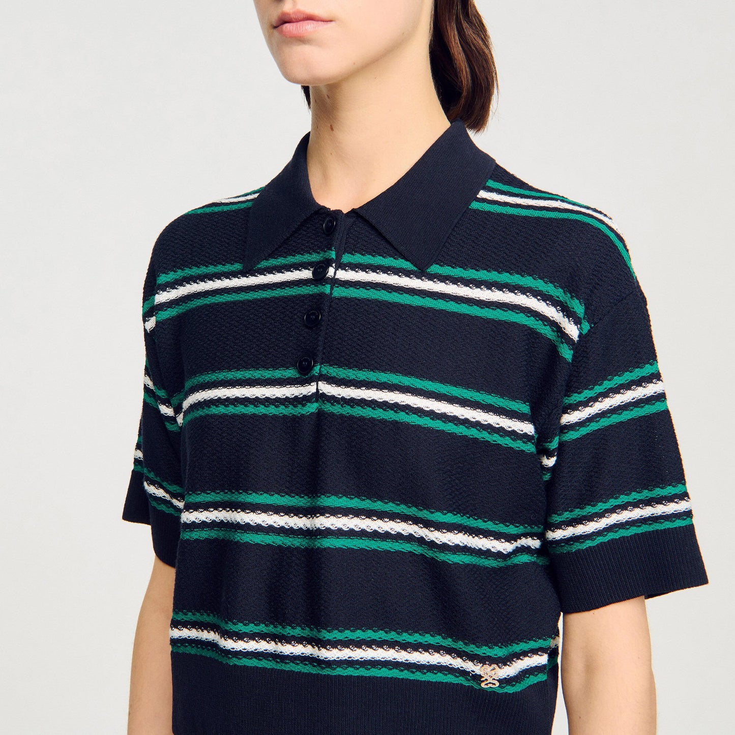 Sandro Polo-neck striped sweater Navy Blue