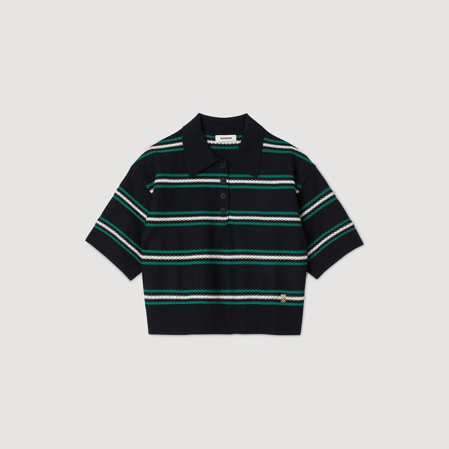 Sandro Polo-neck striped sweater Navy Blue