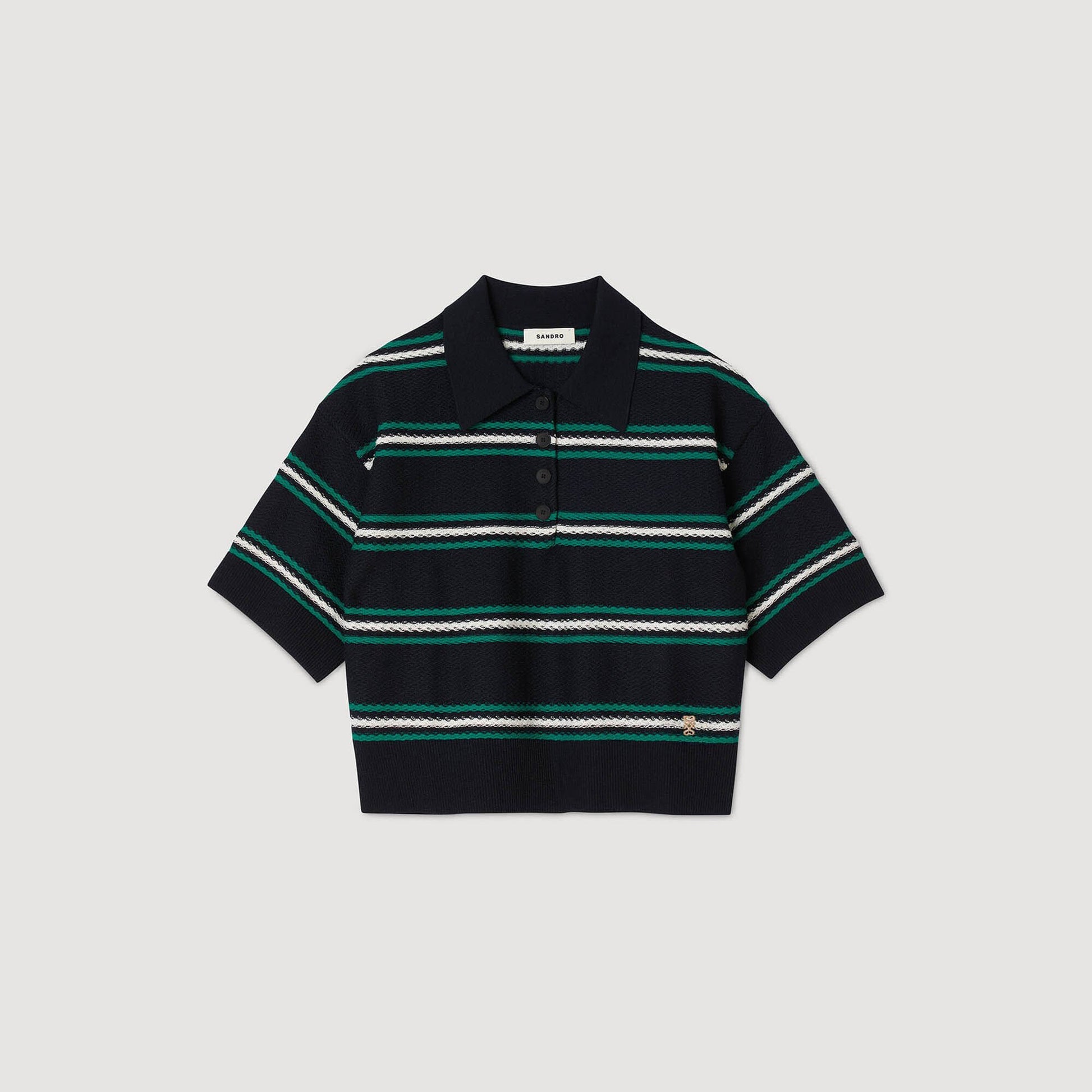 Sandro Polo-neck striped sweater Navy Blue