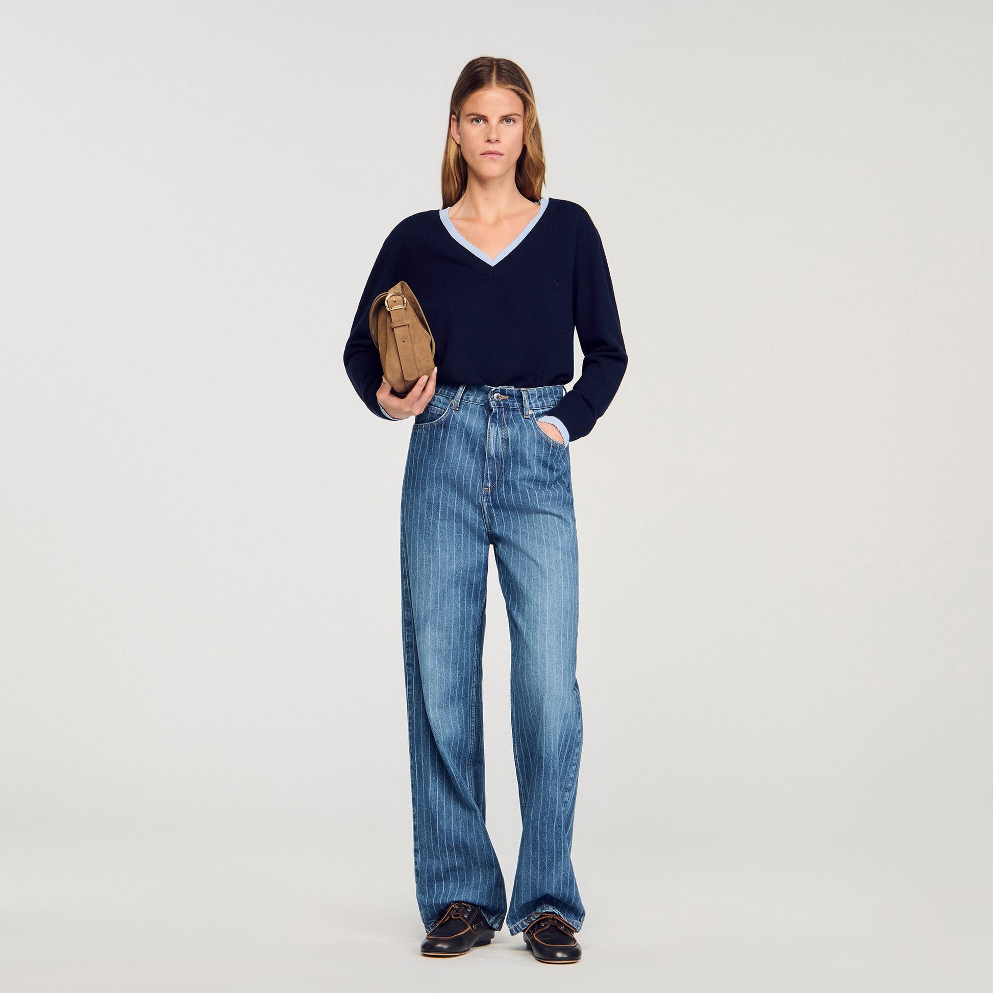 Sandro Wool and cashmere sweater Navy Blue