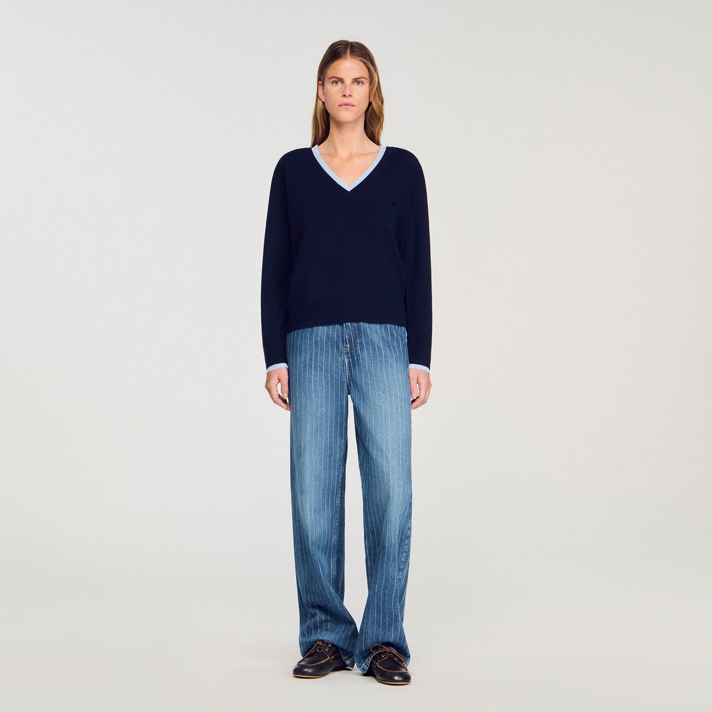 Sandro Wool and cashmere sweater Navy Blue