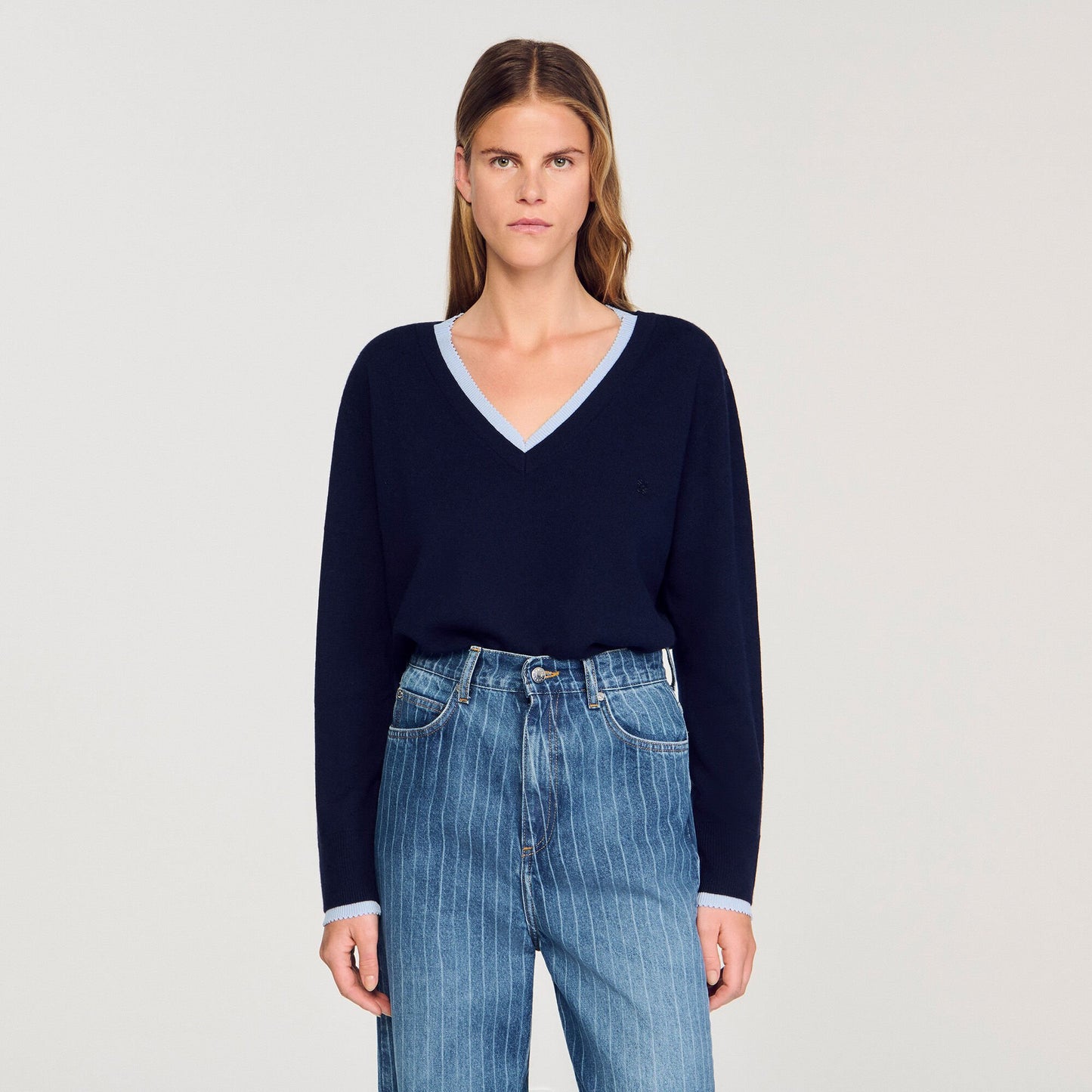 Sandro Wool and cashmere sweater Navy Blue