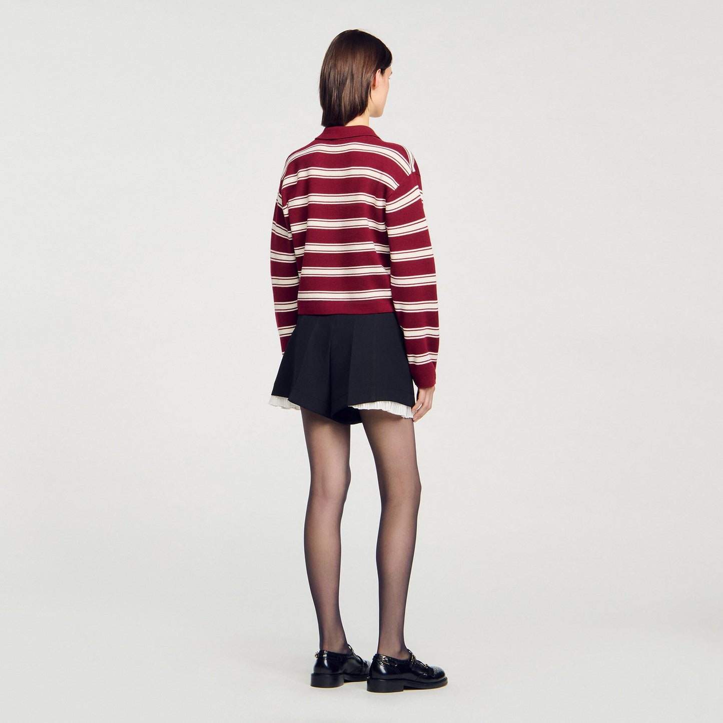Sandro Striped polo sweater Bordeaux