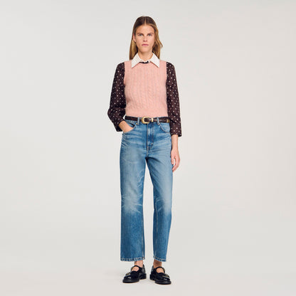 Sandro Twisted sleeveless sweater Poudre Pink