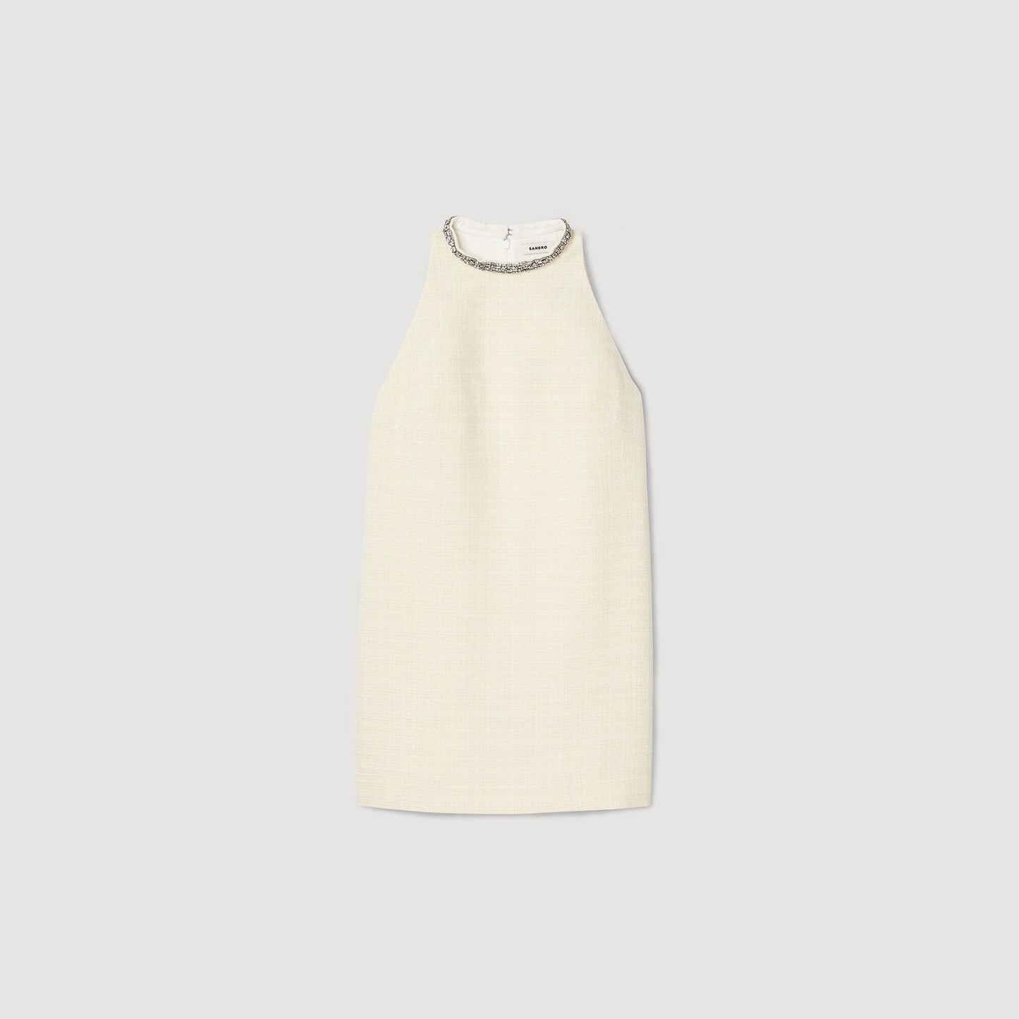 Sandro Dress with jewelry collar Ecru