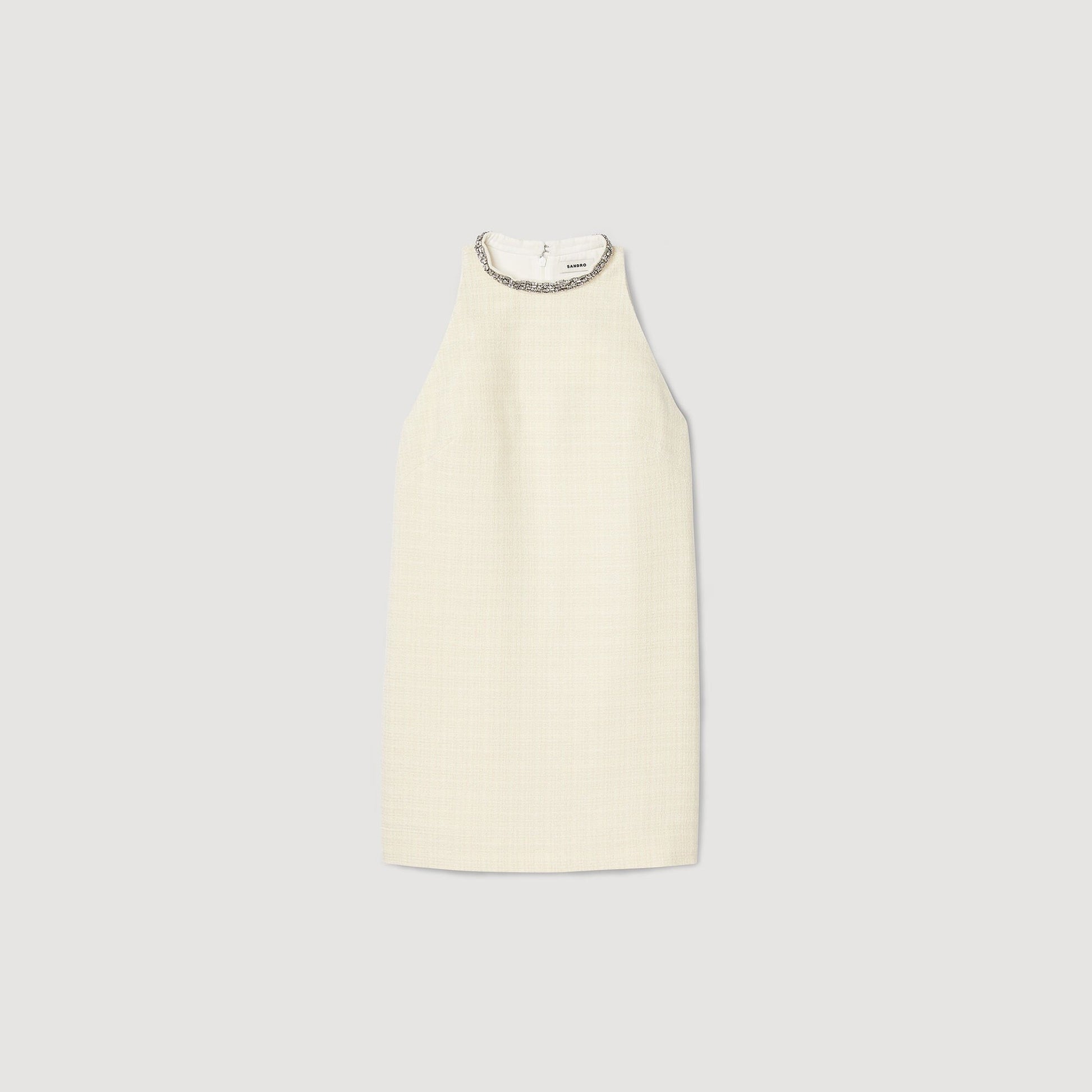 Sandro Dress with jewelry collar Ecru