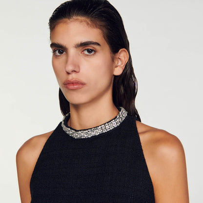 Sandro Dress with jewellery collar Black