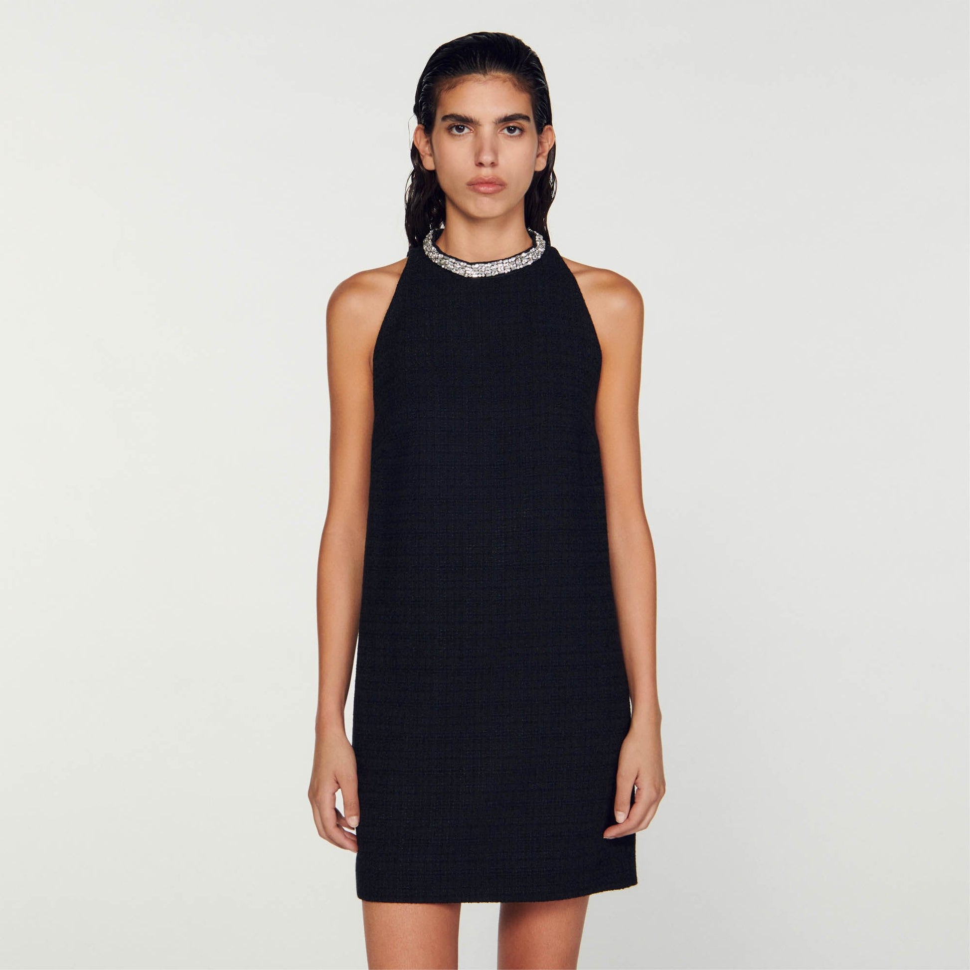 Sandro Dress with jewellery collar Black