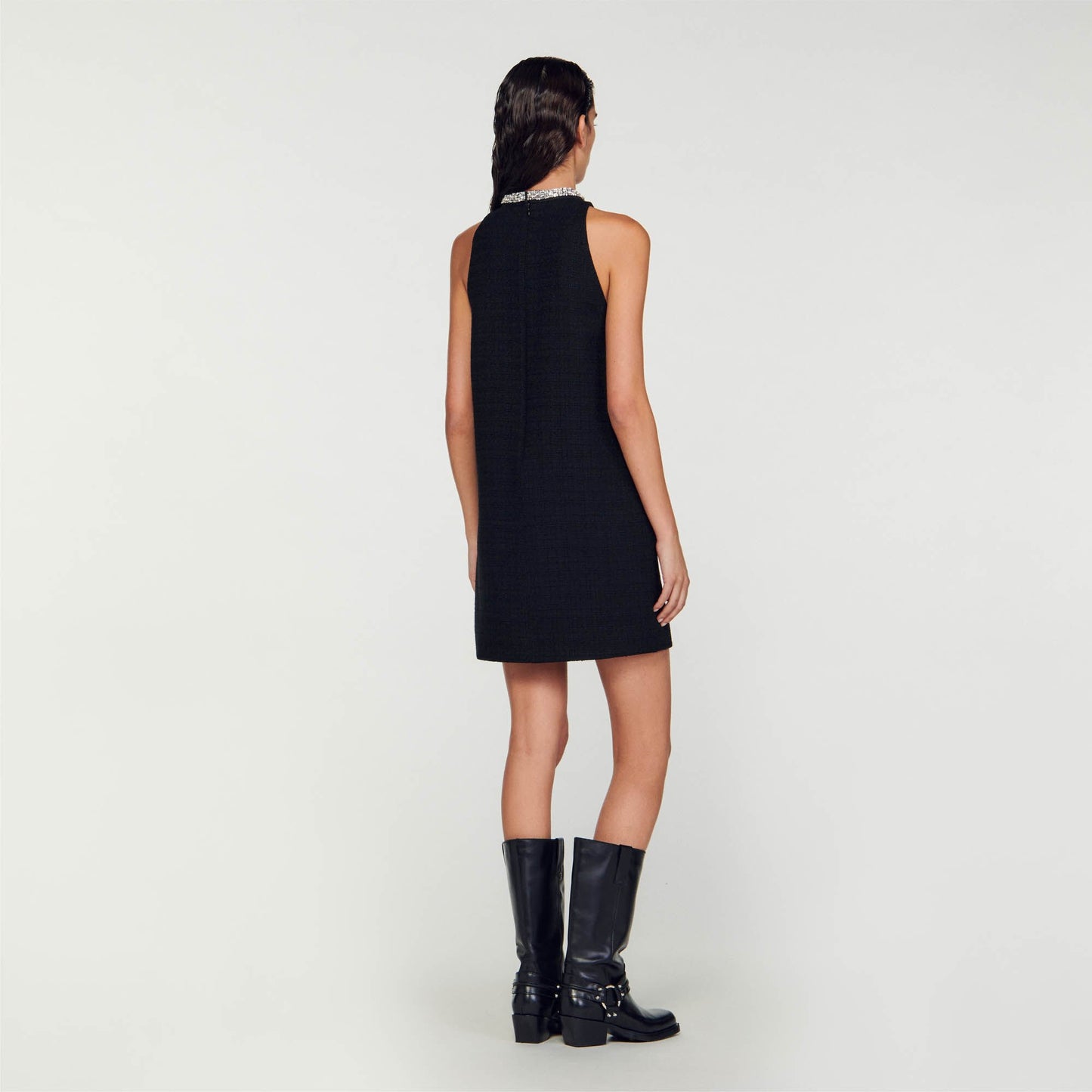 Sandro Dress with jewellery collar Black