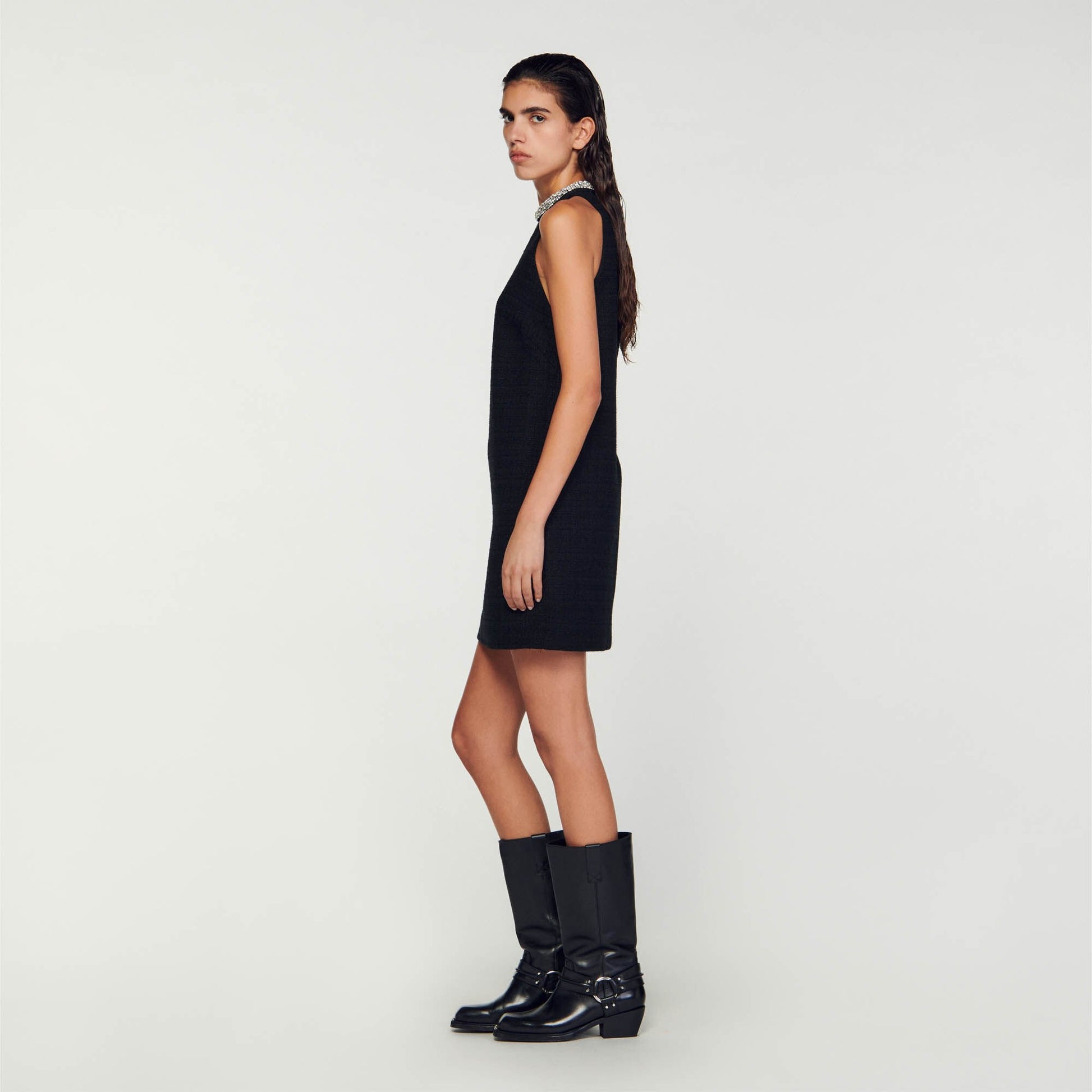 Sandro Dress with jewellery collar Black