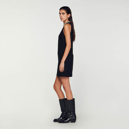 Sandro Dress with jewellery collar Black