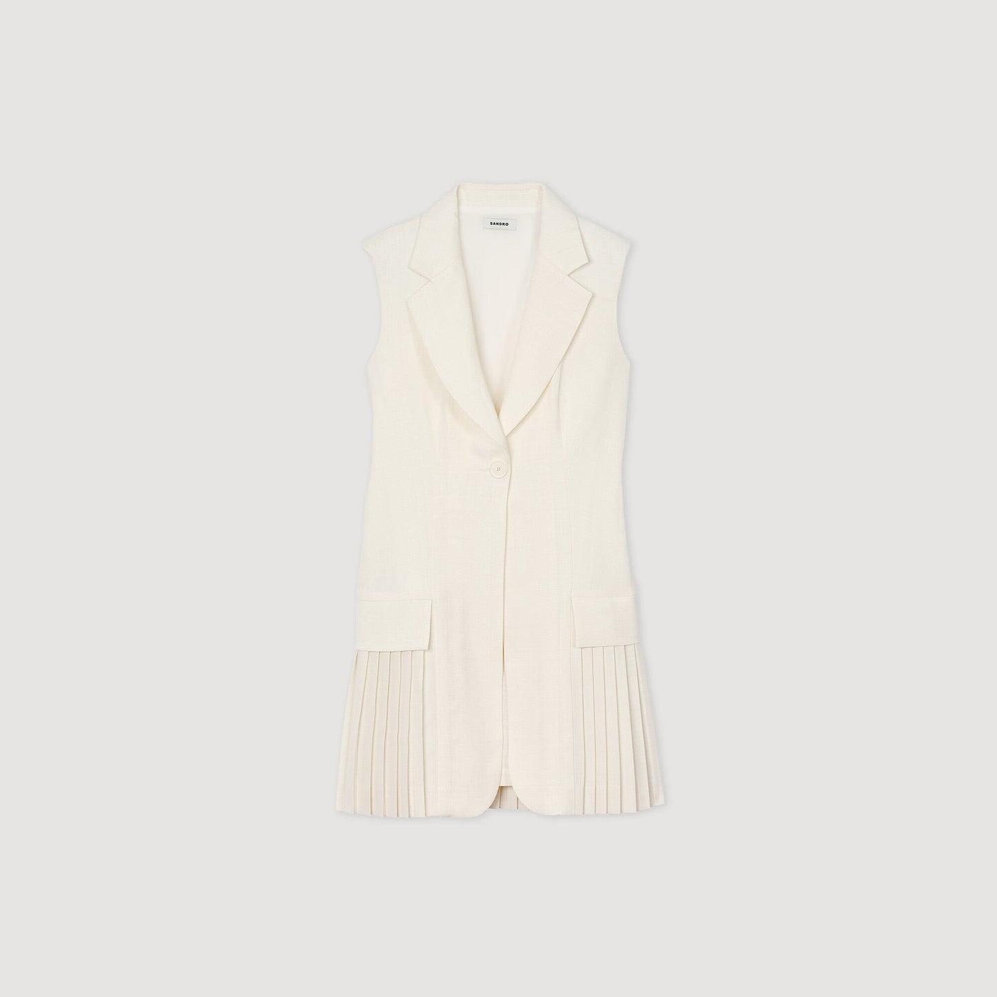 Sandro Mini pleated suit dress Ecru