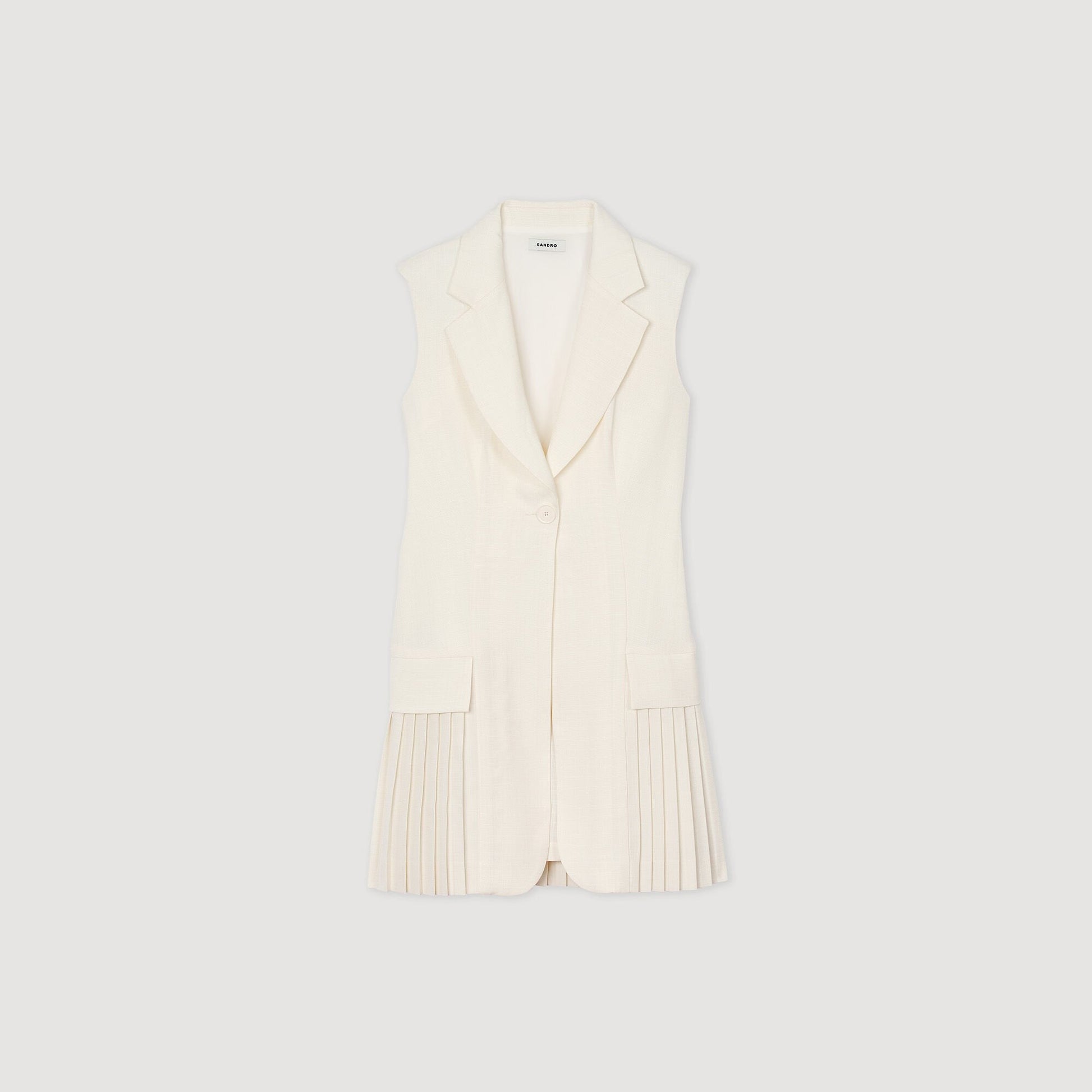 Sandro Mini pleated suit dress Ecru