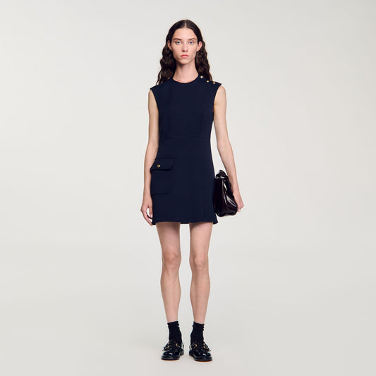 Sandro Mini dress with buttons Navy Blue