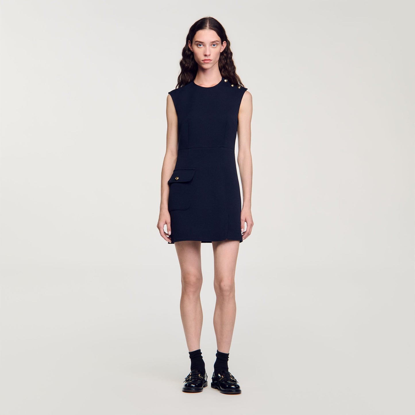 Sandro Mini dress with buttons Navy Blue