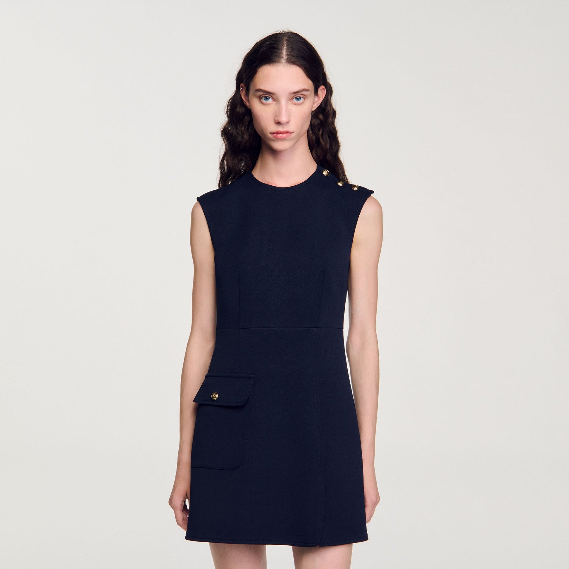 Sandro Mini dress with buttons Navy Blue