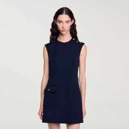Sandro Mini dress with buttons Navy Blue